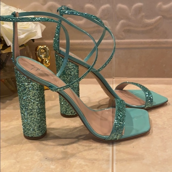 Giuseppe Zannoti Glitter Square Toe  Heels size 41 NIB - Picture 5 of 10